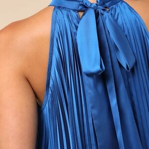 Lulu's Royal Blue Pleated Midi Dress